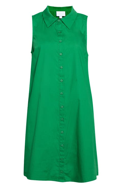 Marcella Sleeveless Cotton Swing Shirtdress