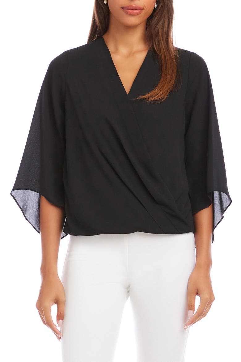 Drape Crossover Crepe Top, Main, color, BLACK