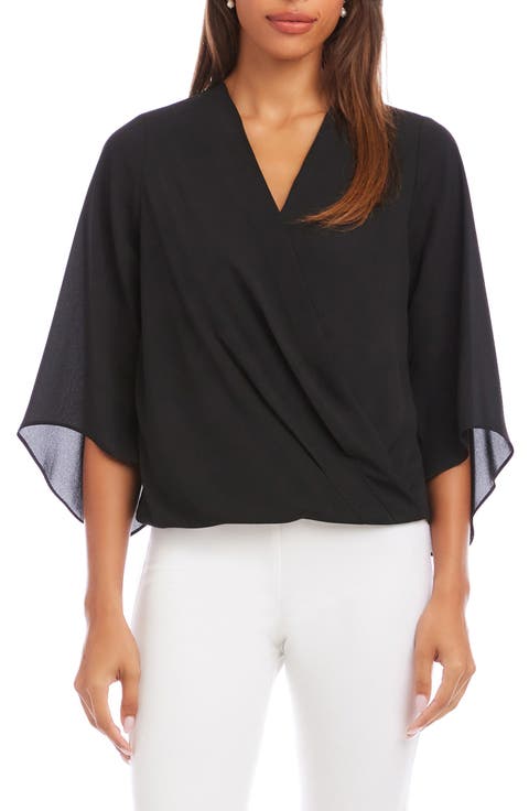 Drape Crossover Crepe Top (Petite)