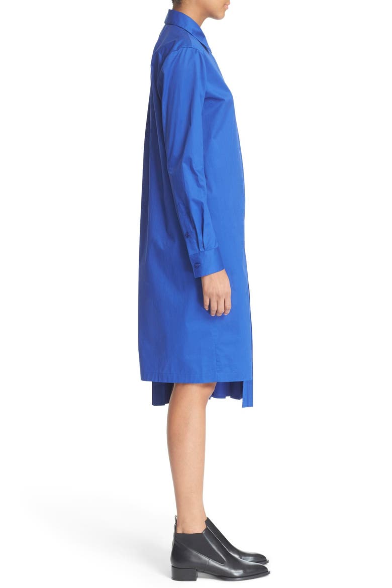 Pleat Detail Cotton Shirtdress, Alternate, color, BLUE