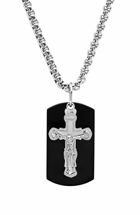 Cross Dog Tag Pendant Necklace