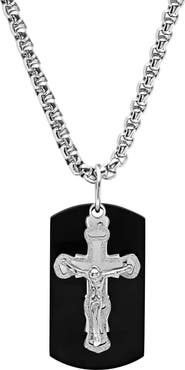 STEELTIME Cross Dog Tag Pendant Necklace