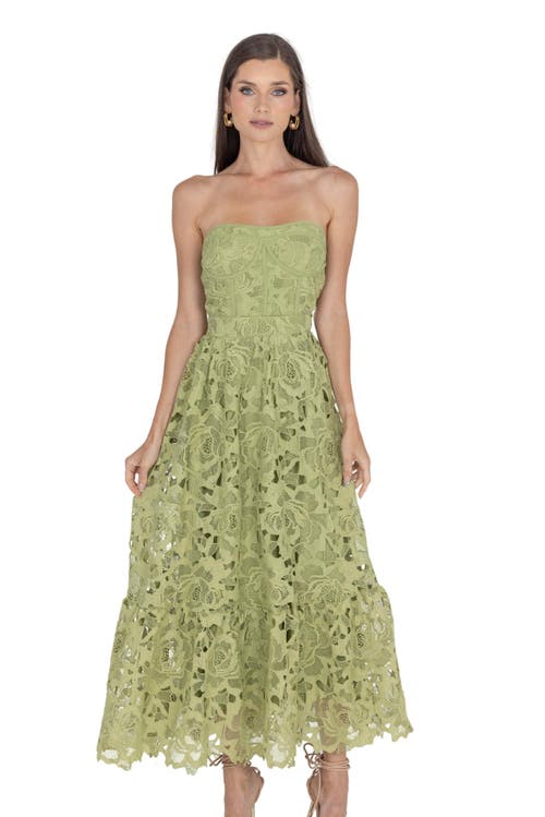 Akalia Amelia Lace Bustier Midi Dress Guipure Lace