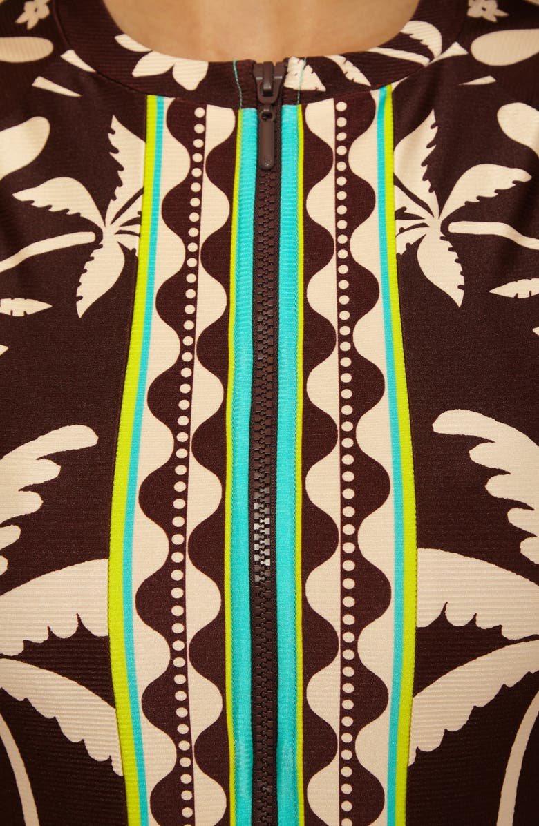 Trina Turk Syros Front Zip One-Piece Swimsuit, Alternate, color, Multi