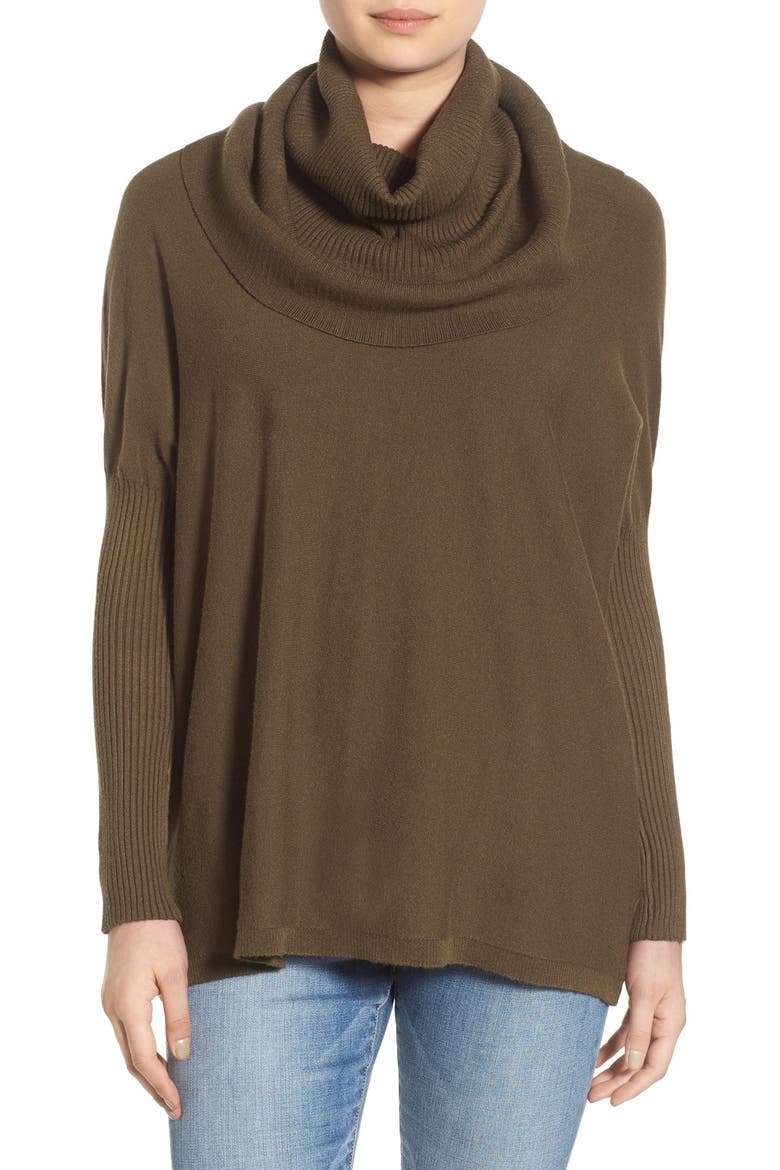 Cowl Neck Boxy Pullover, Main, color, OLIVE
