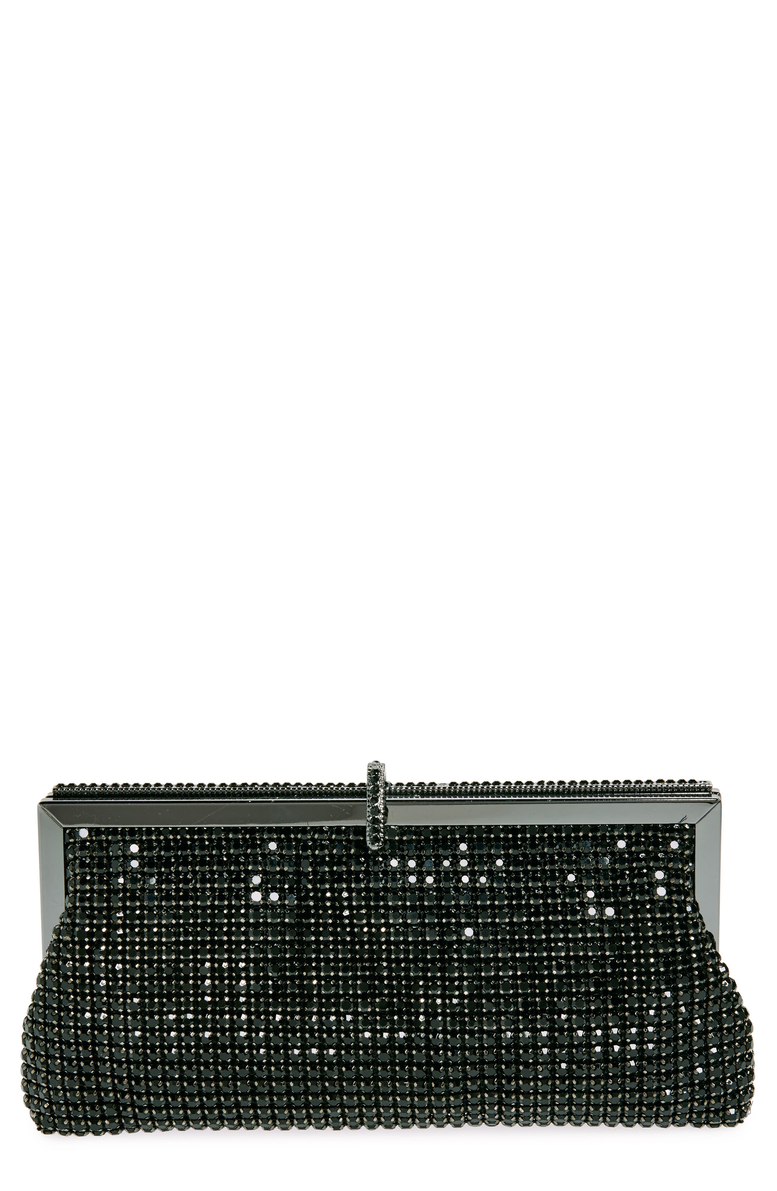 NATASHA Crystal Mesh Clutch, Main, color, 