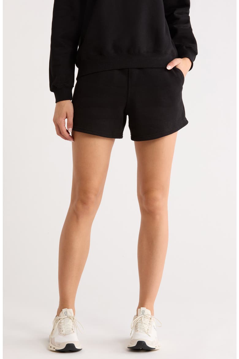 Varsity Vault Fleece Shorts, Main, color, BLACK