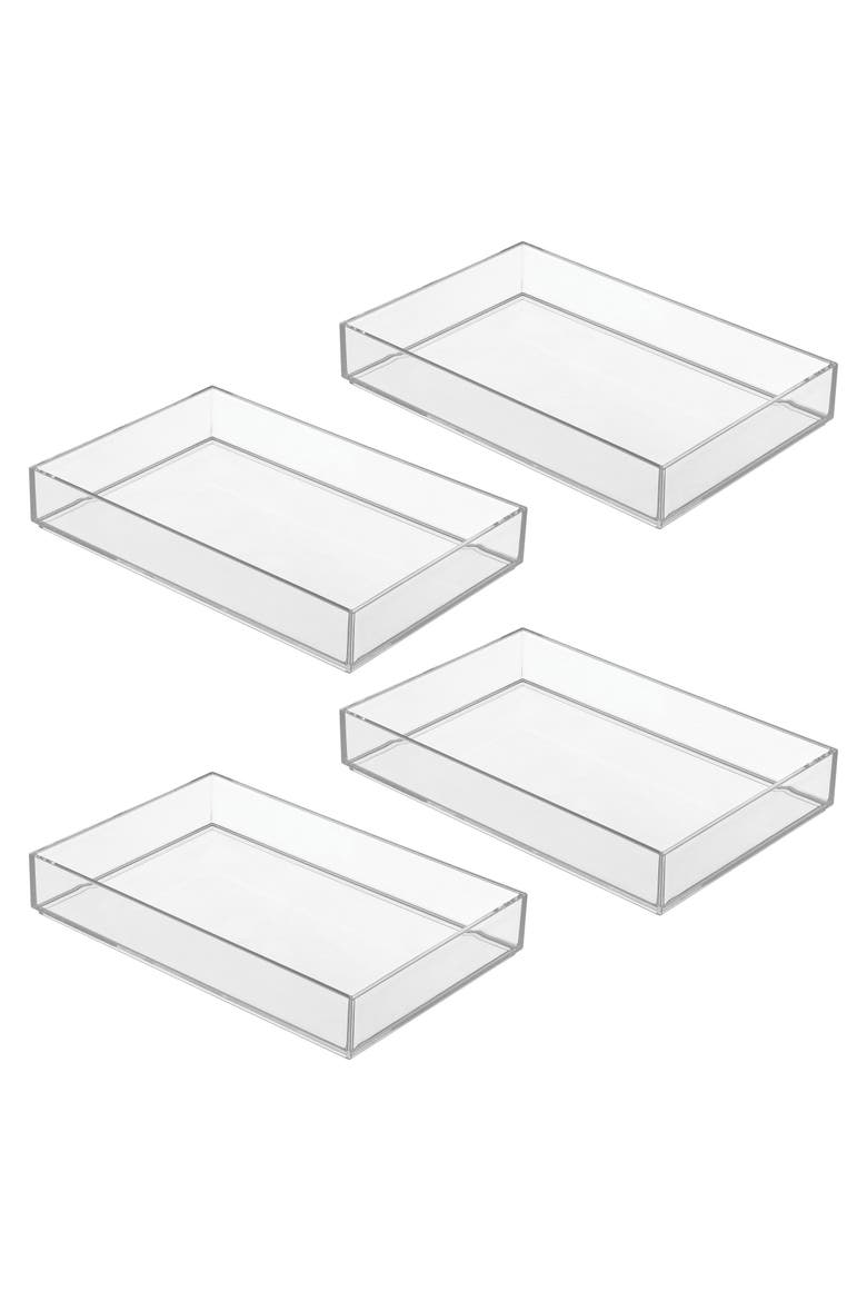 Set of 4 Makeup Drawer Organizer Trays for Vanity - Clear, Main, color, Clear