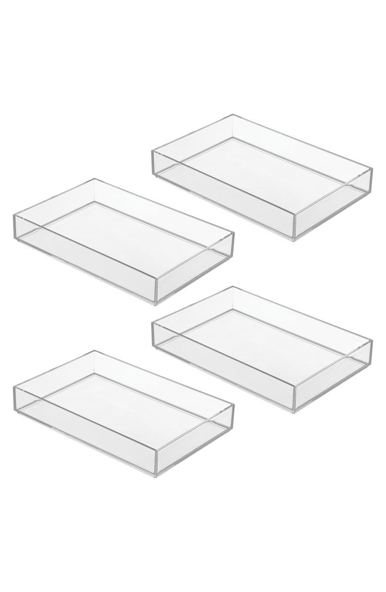 iDesign Set of 4 Makeup Drawer Organizer Trays for Vanity - Clear, Main, color, Clear