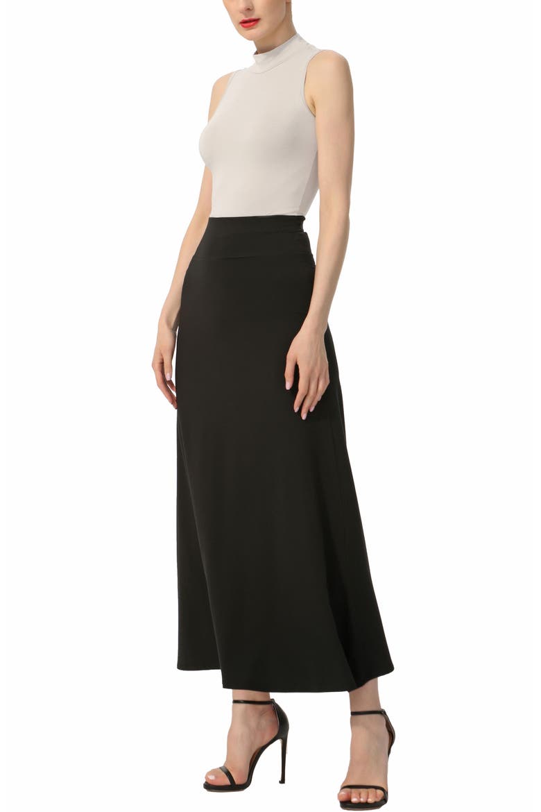Women's Waist Ruched Maxi Skirt, Alternate, color, Black