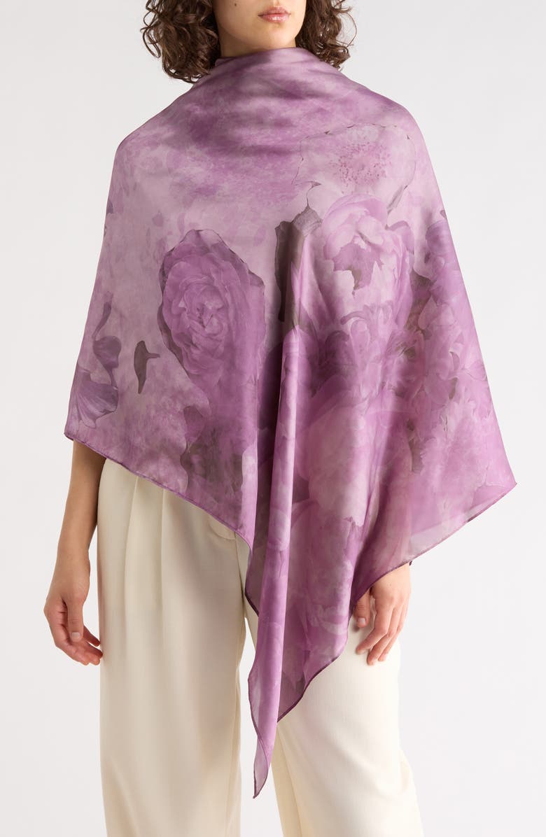 Steve Madden Secret Garden Satin Scarf, Main, color, Berry
