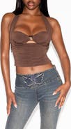 Tiger Mist Briallen Ruched Crop Halter Top