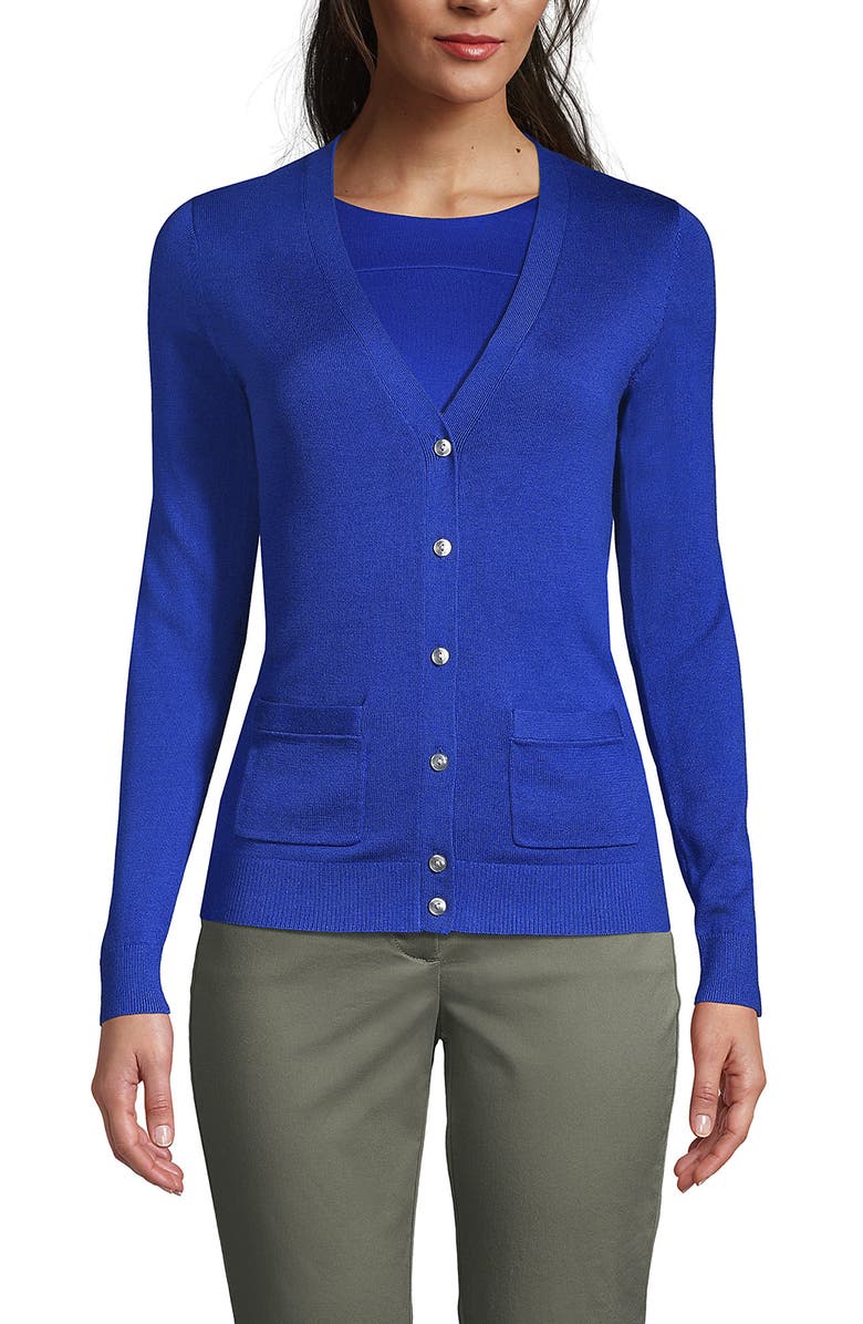 Lands' End Cotton Modal V-neck Cardigan Sweater, Main, color, 