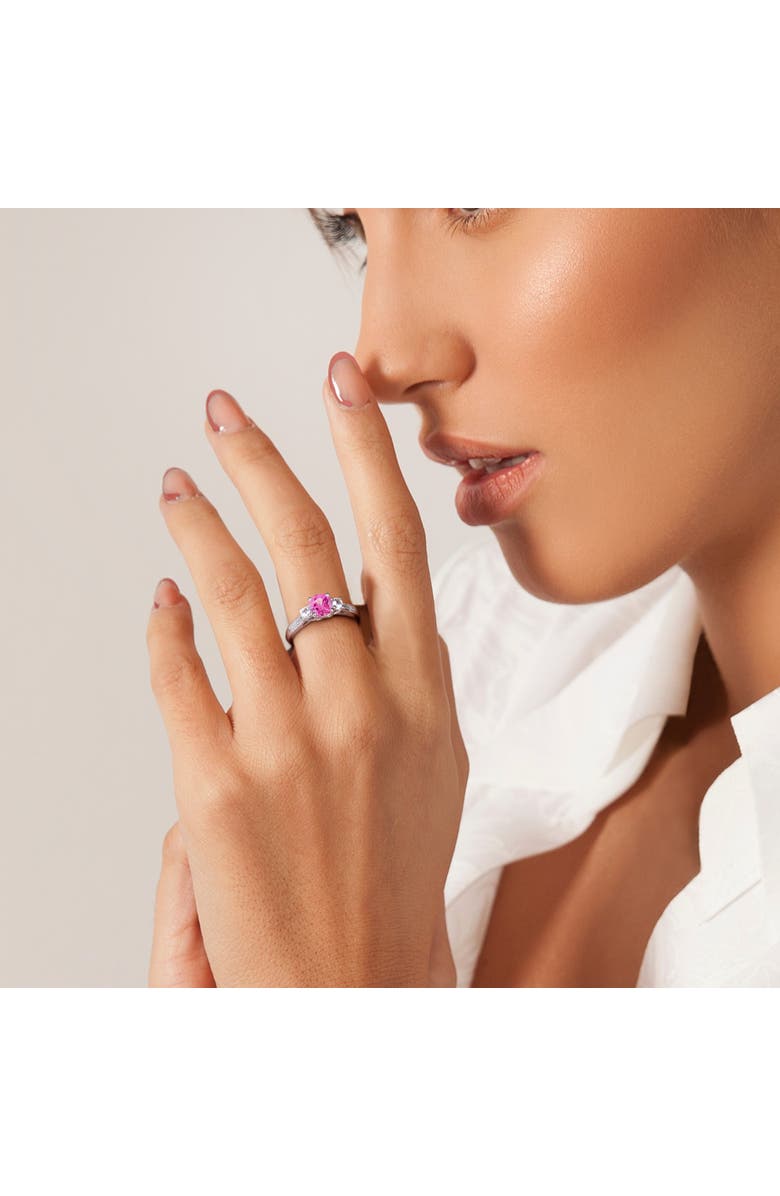 Julianna B. Created Sapphire & Diamond 3-Stone Ring, Alternate, color, Lab-Created Sapphire