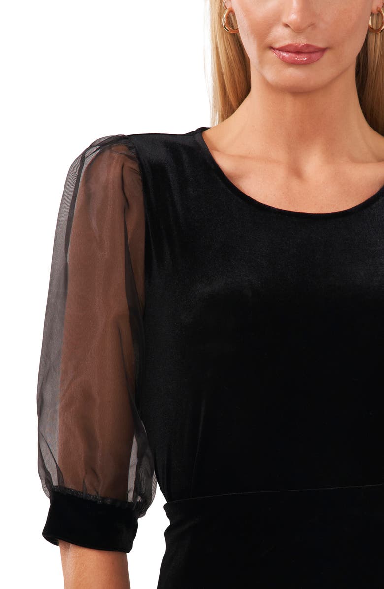 Halogen<sup>®</sup> Puff Sleeve Velour Top, Alternate, color,