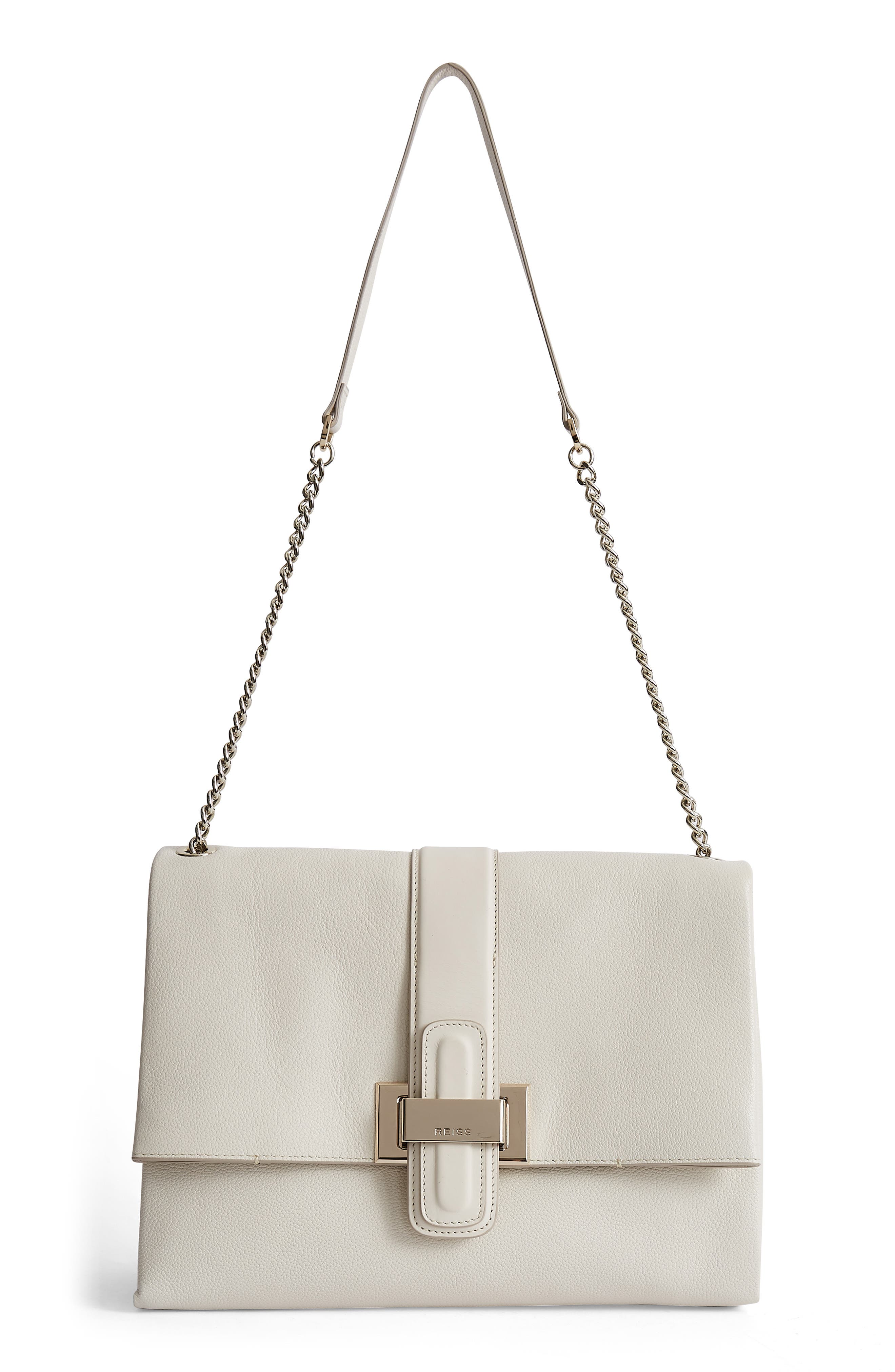 Maya Leather Shoulder Bag, Main, color, OFF WHITE