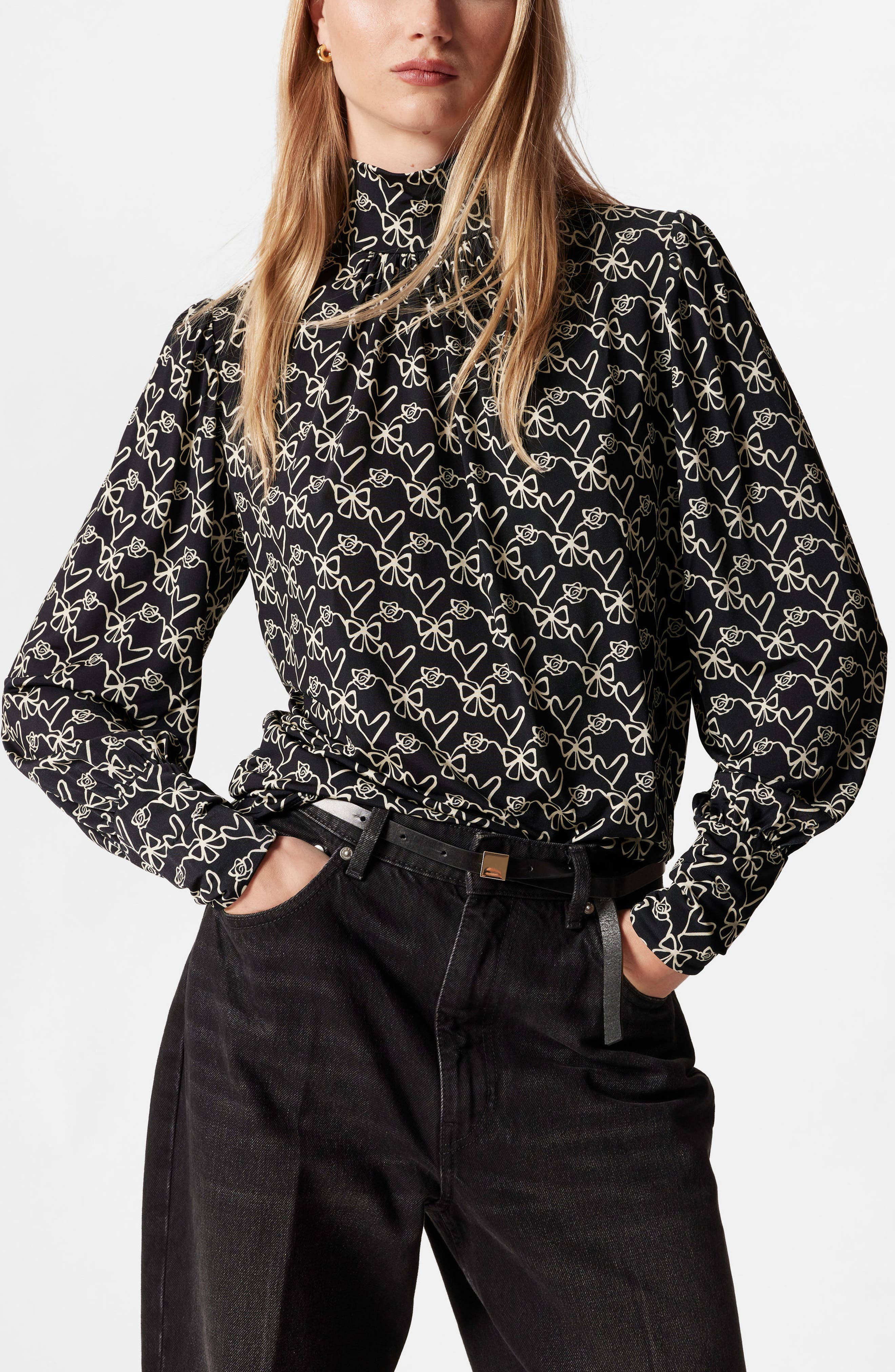 & Other Stories Print Mock Neck Top