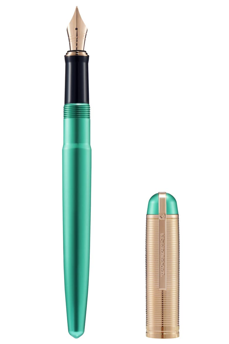 Skyline Emerald Rose Gold Trim Fountain Pen, Main, color, Emerald Medium