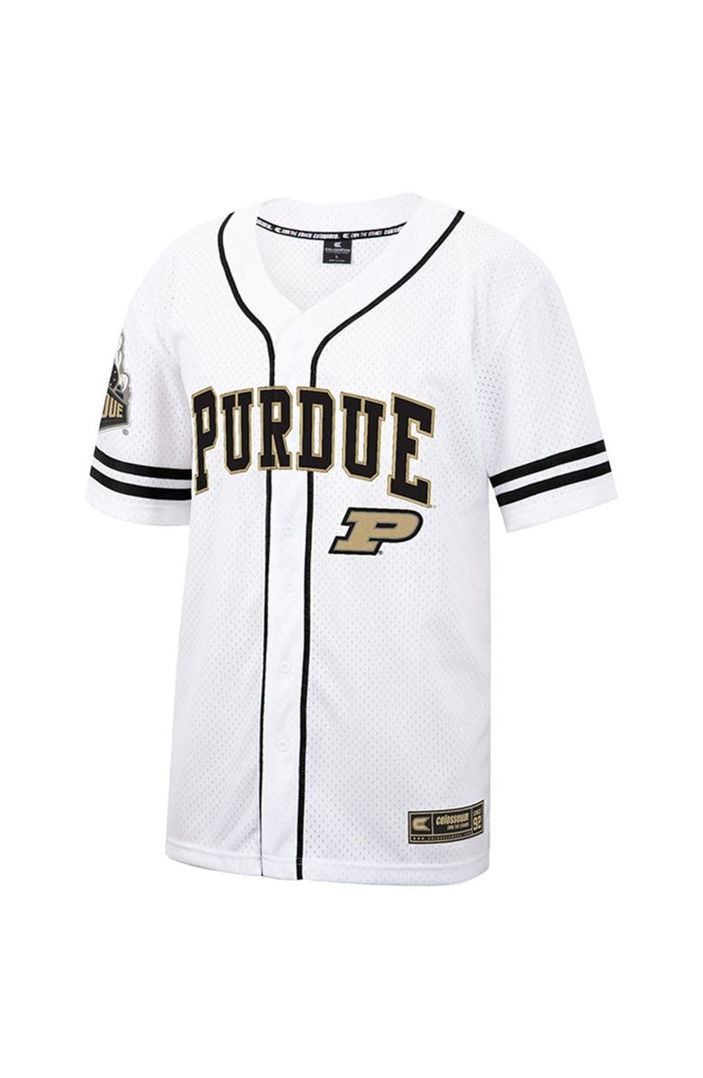COLOSSEUM Men's Colosseum White Purdue Boilermakers Free Spirited Mesh Button-Up Baseball Jersey, Alternate, color,