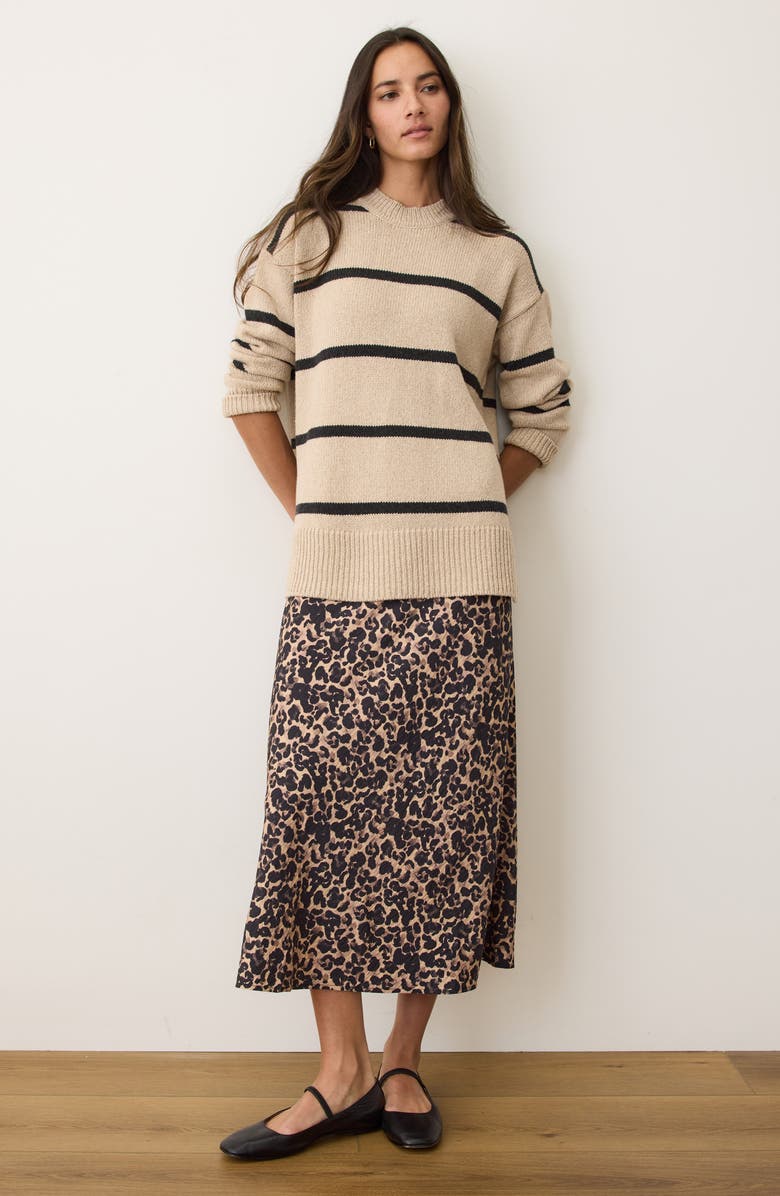 Marine Layer Avery Leopard Midi Skirt, Alternate, color, Leopard