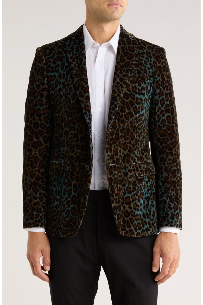 Leopard Cotton Sport Coat, Main, color, LEOPARD
