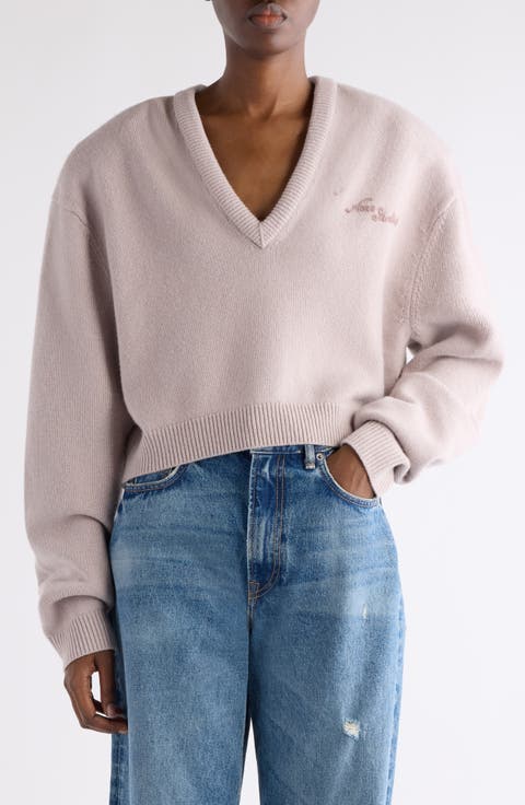 Kolid Richard Yak Hair & Wool V-Neck Crop Sweater