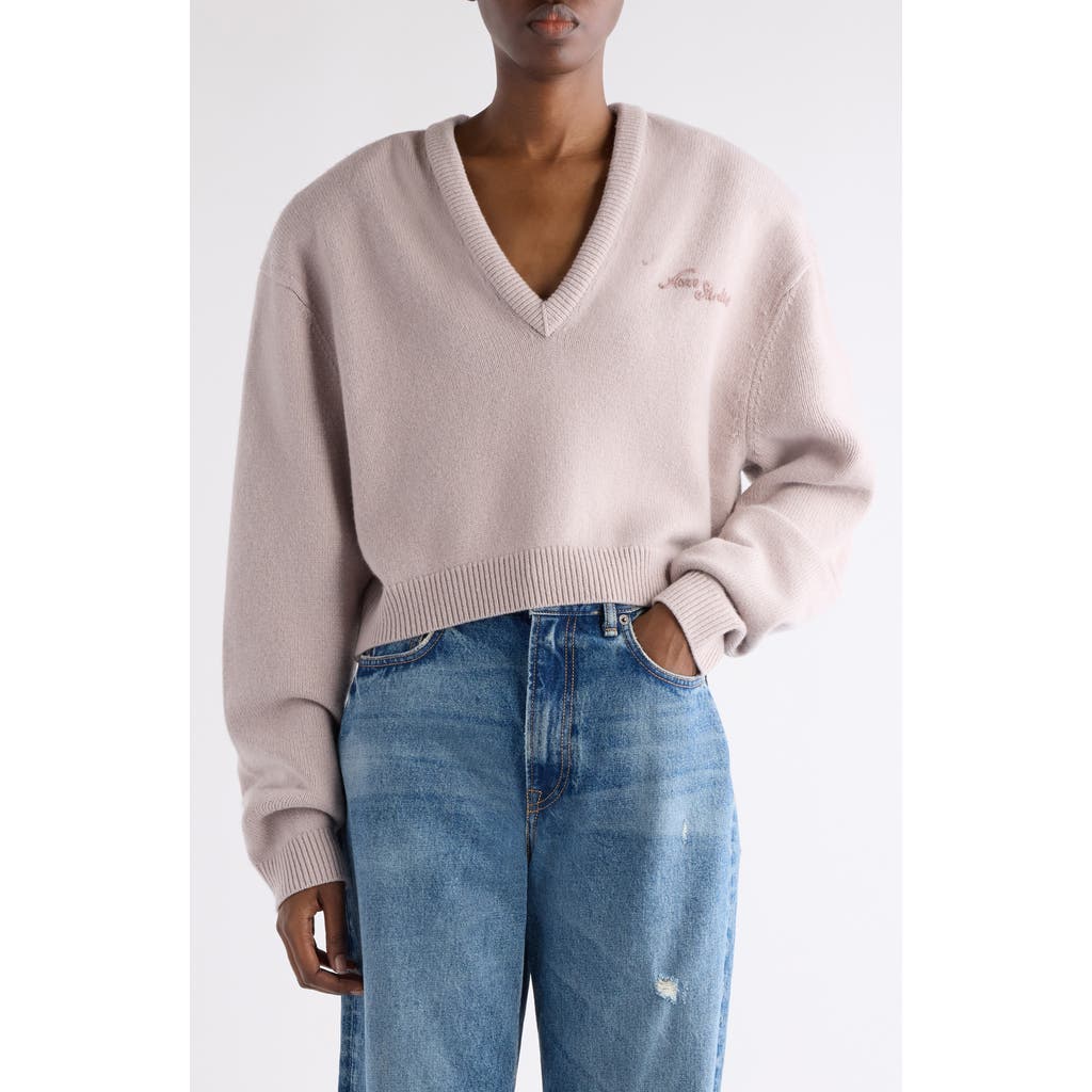 Acne Studios Wool V-neck Sweater In Neutral