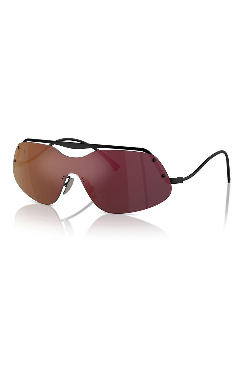 138mm Rectangular Sunglasses, Alternate, color, MATTE BLACK / MIRROR BRONZE