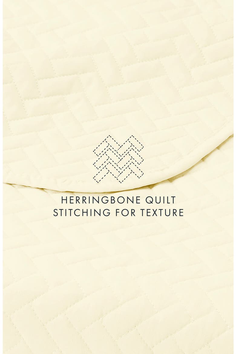 All Season Herringbone Stitch Down Alternative Quilt & Sham Set, Alternate, color, IVORY