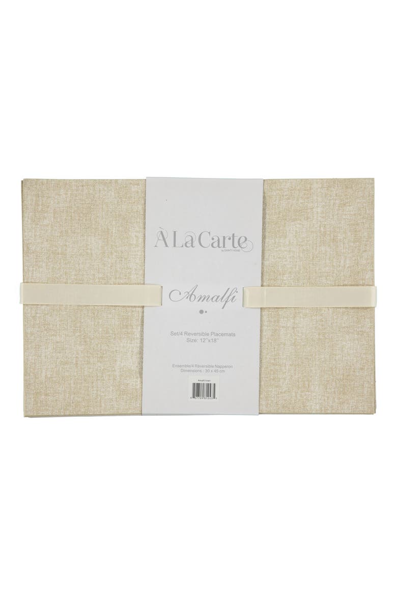 Faux Leather Reversible Set of 4 Placemats, Alternate, color, REVERSIBLE LINEN