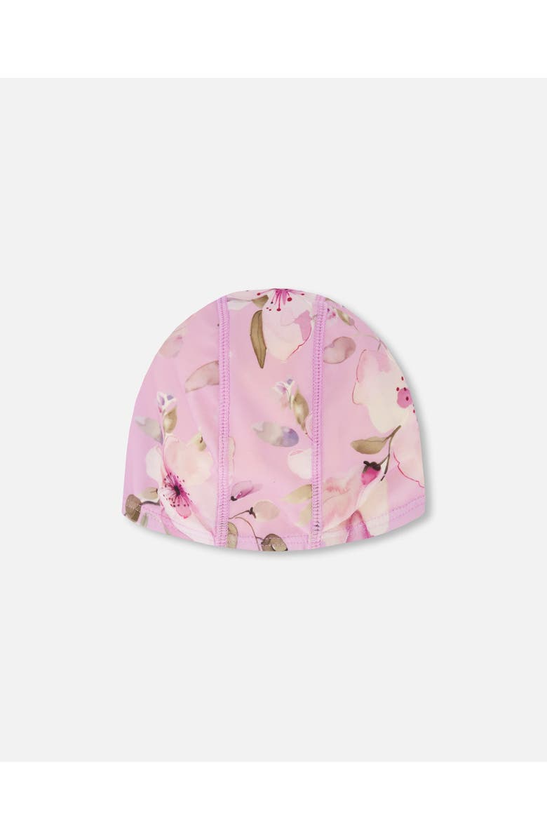 Deux par Deux Flexible Fit Flower Swim Cap, Alternate, color, Purple Floral Print