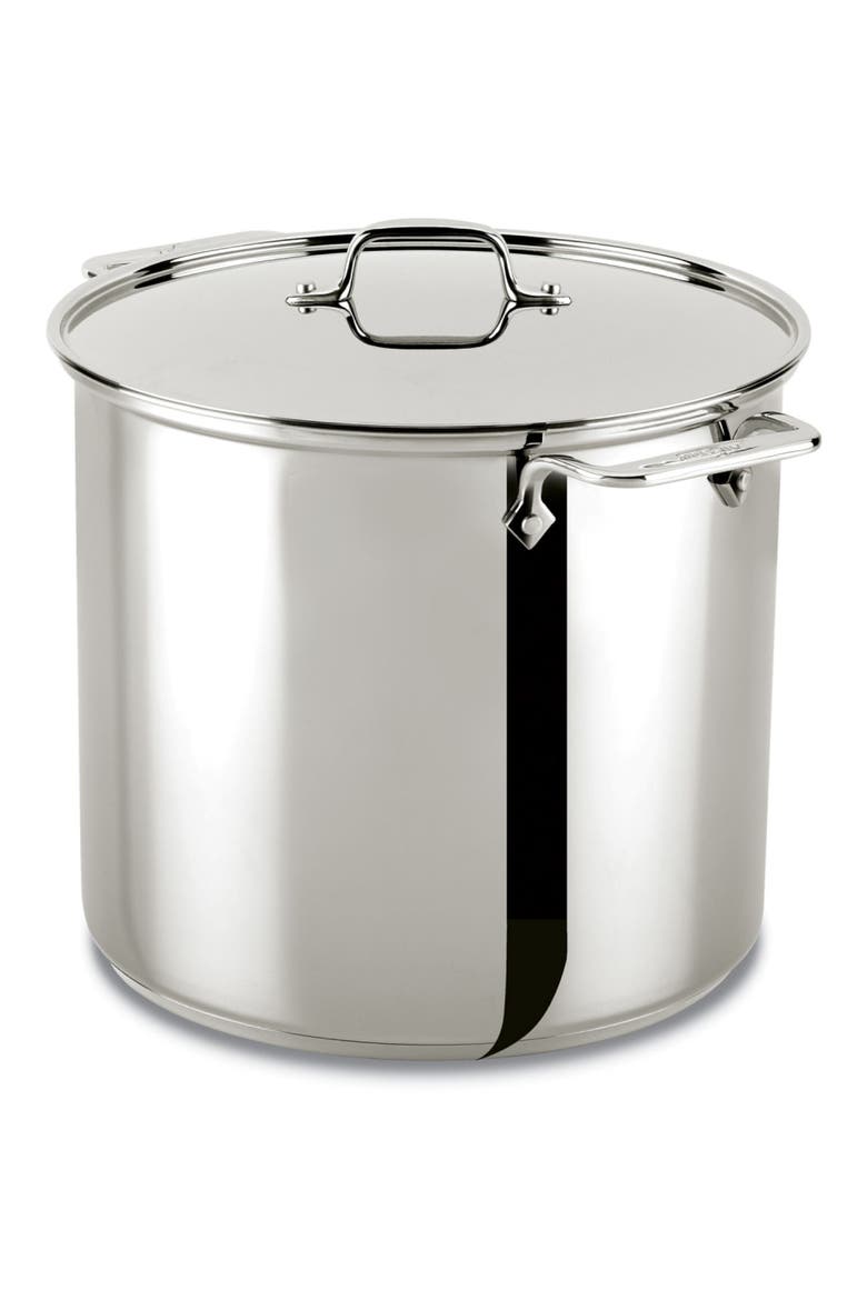 16-Quart Stainless Steel Stockpot with Lid, Main, color, SILVER