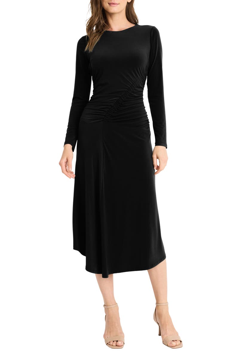 Maggy London Asymmetric Long Sleeve Dress, Main, color, 