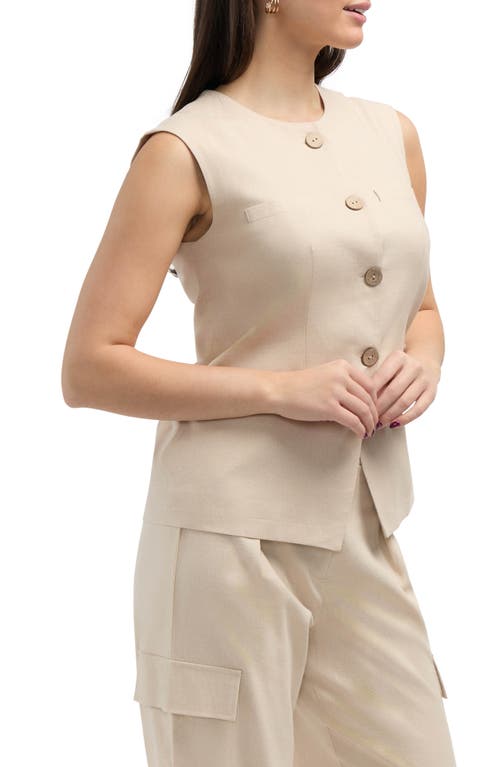 Ellen Tracy Button Front Vest In Linen