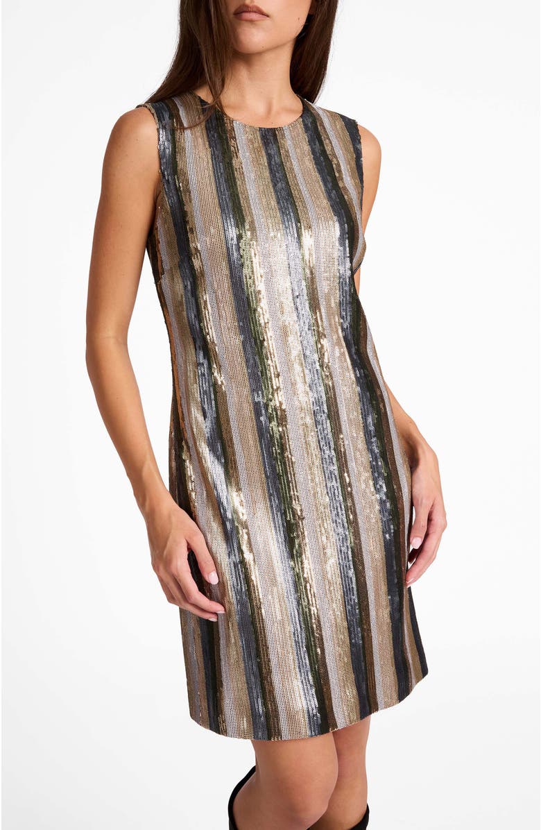 Santorelli Aretha Sleeveless Sequin Shift Dress, Alternate, color, Sandstone