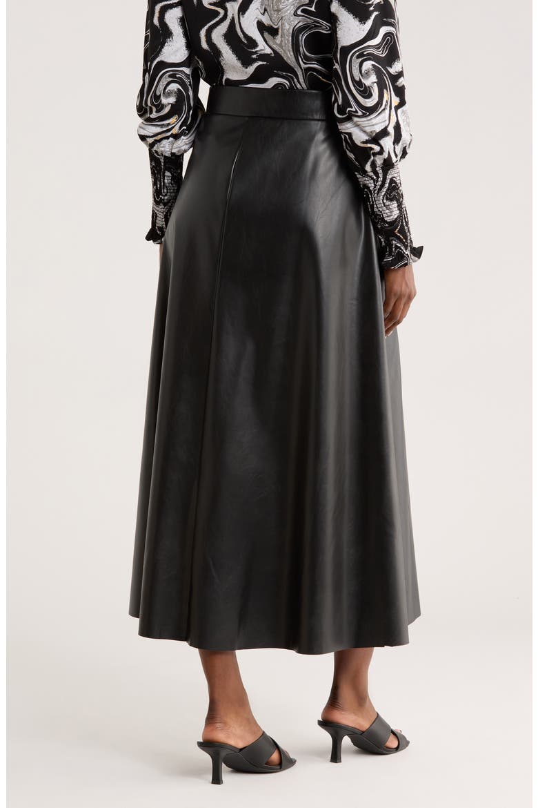 Faux Leather Midi Skirt, Alternate, color, BLACK