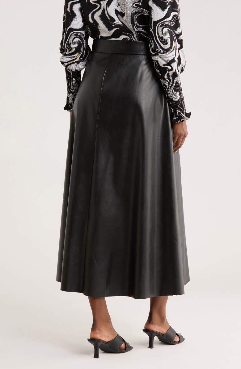 PATRIZIA LUCA Faux Leather Midi Skirt, Alternate, color, Black