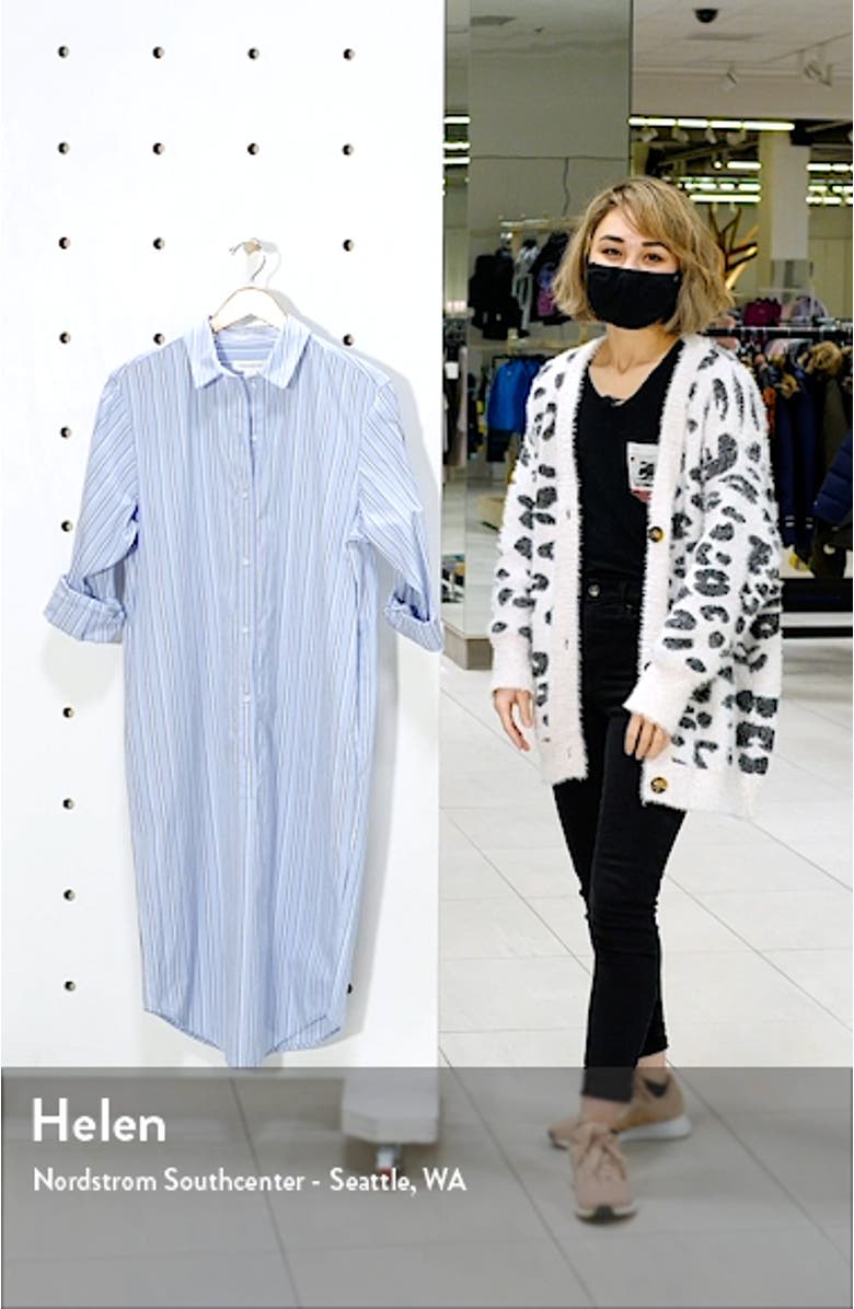 Stripe Long Sleeve Poplin Midi Shirtdress, sales video thumbnail