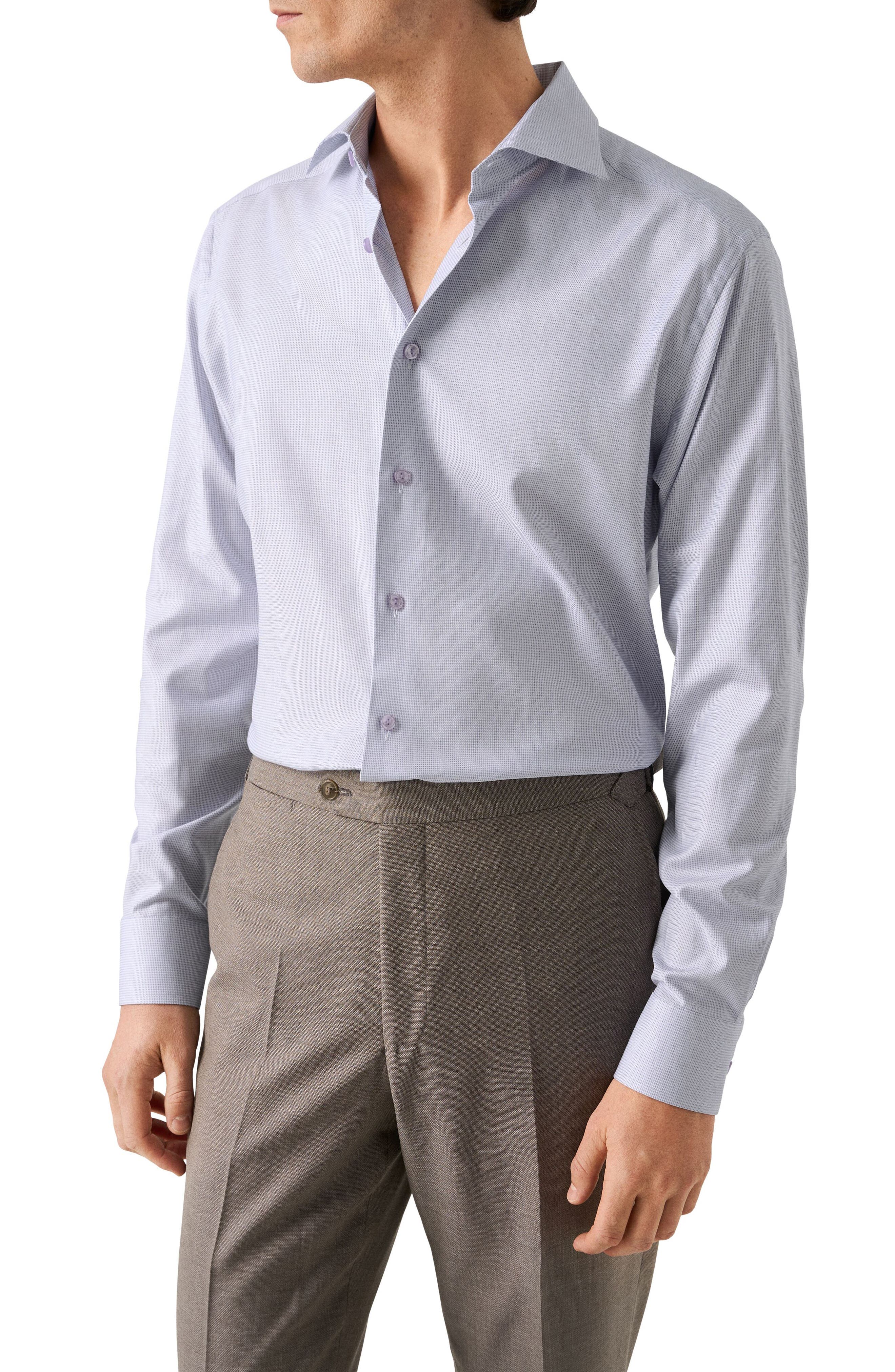 Eton Contemporary Fit Semisolid Cotton Dress Shirt
