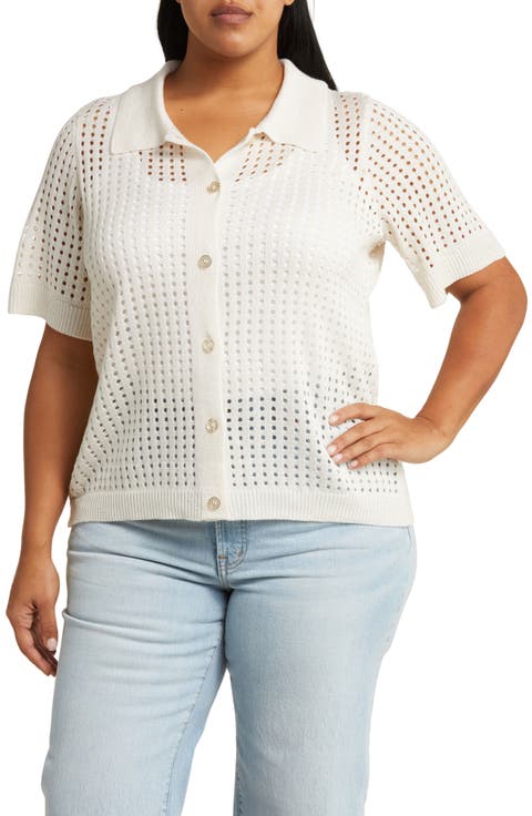 Zena Openwork Button-Up Shirt