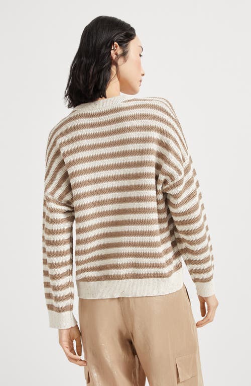 Brunello Cucinelli Cotton-blend Stripe Sweater In Neutral