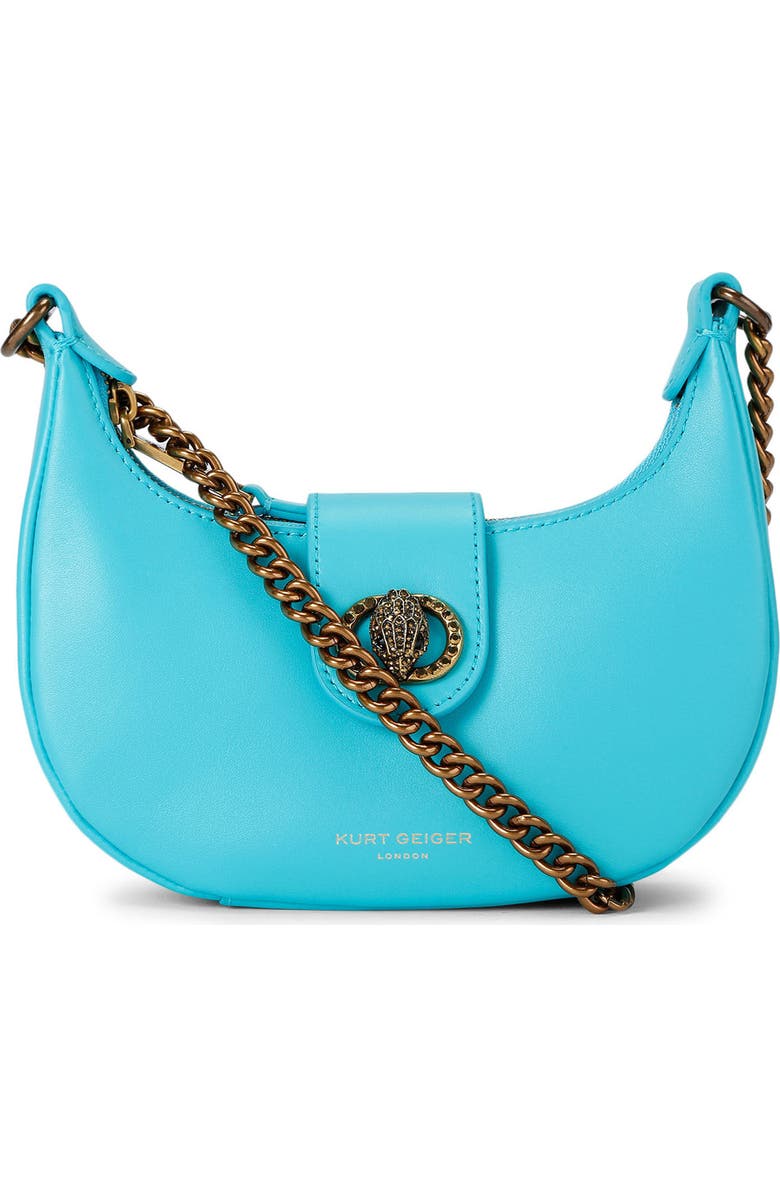 Kurt Geiger London Small Leather Chelsea Hobo Crossbody Bag, Main, color, Turquoise