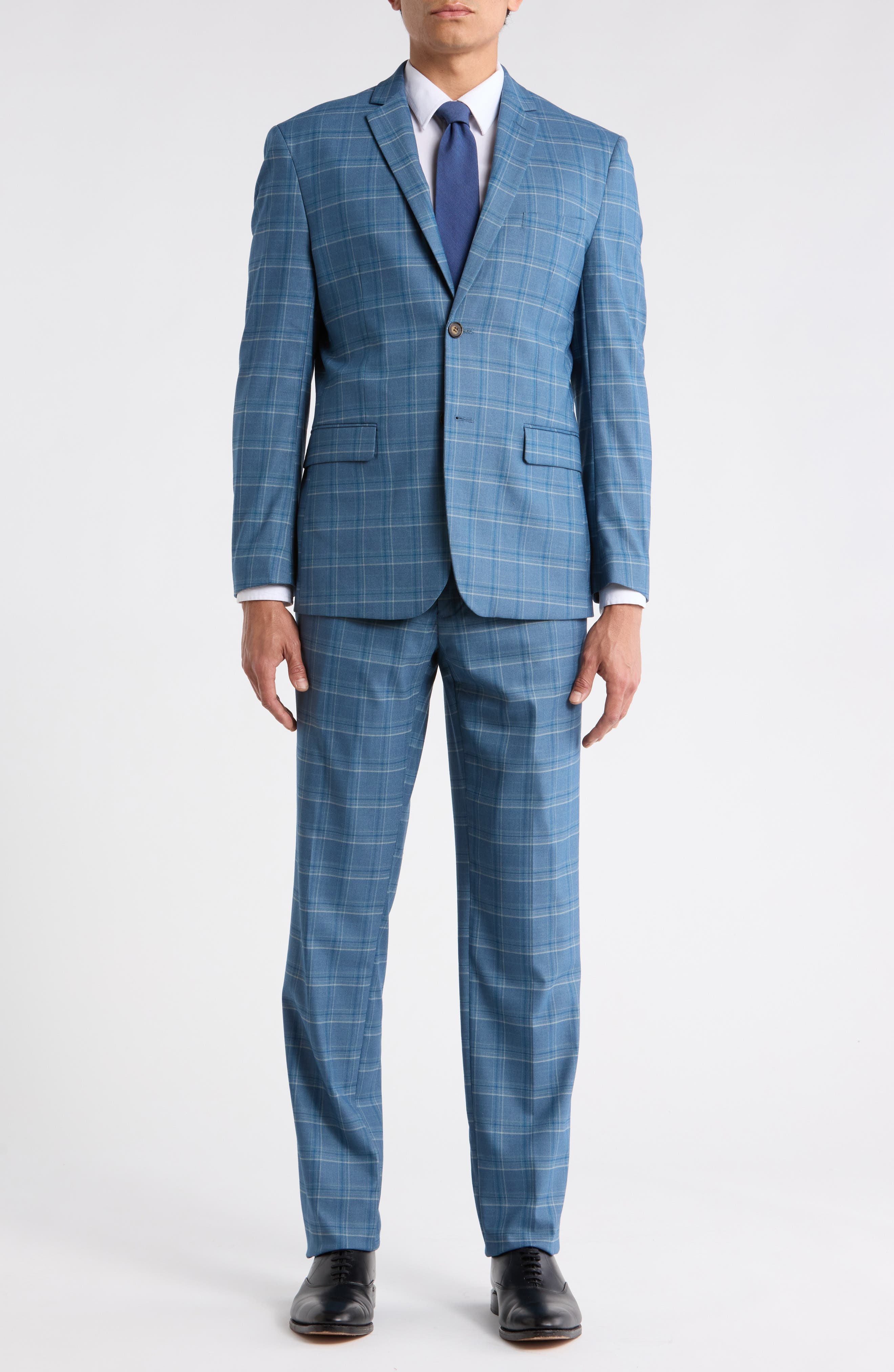 Gino Vitale Slim Fit Plaid Stretch Two-Piece Suit