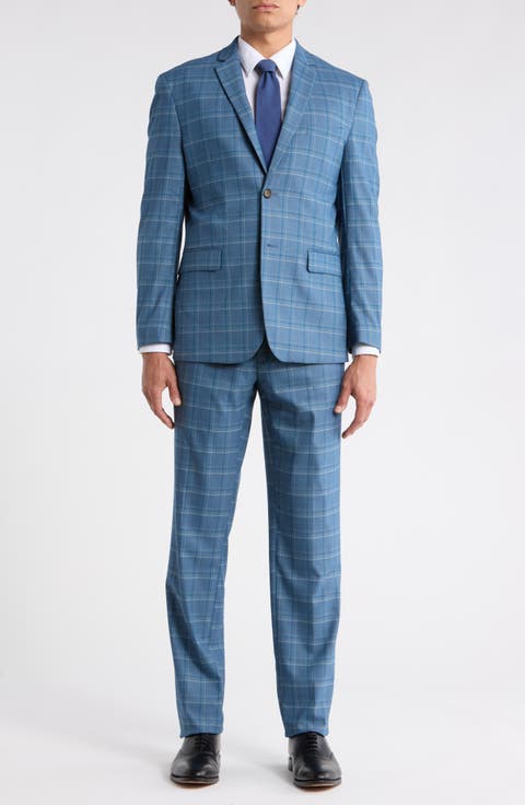 Slim Fit Plaid Stretch Two-Piece Suit (Regular, Short & Long)