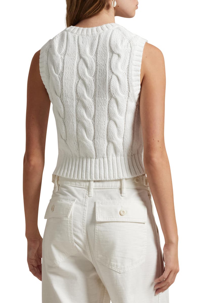 Polo Ralph Lauren Cable Knit Crop Cotton Sweater Vest, Alternate, color, 