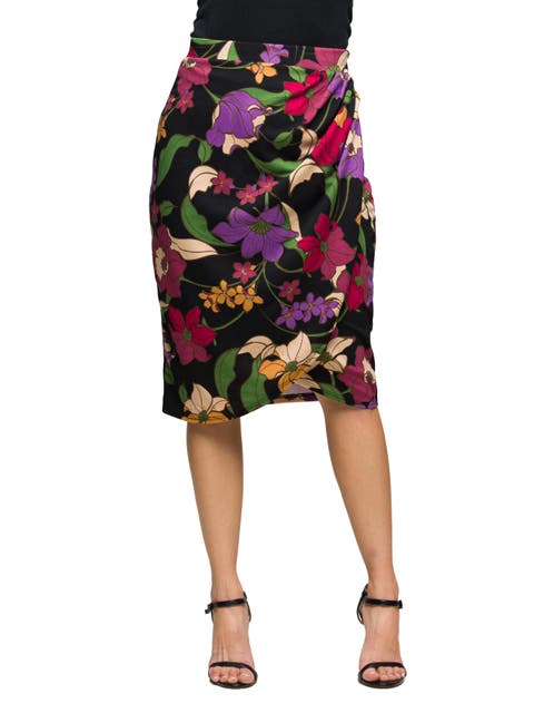 Floral Print Midi Pencil Skirt