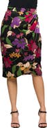 24seven Comfort Apparel Floral Print Midi Pencil Skirt