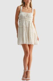 All in Favor Shirred Fit and Flare Minidress