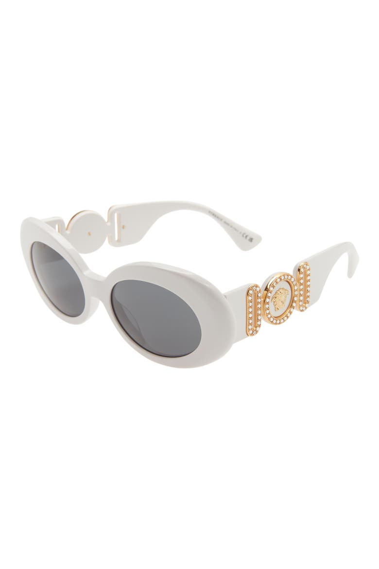 54mm Irregular Oval Sunglasses, Alternate, color, WHITE