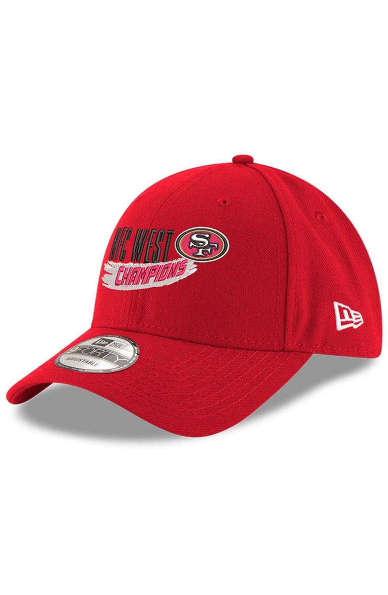 New Era Men's New Era Scarlet San Francisco 49ers 2022 NFC West Division Champions 9FORTY Adjustable Hat, Main, color, 